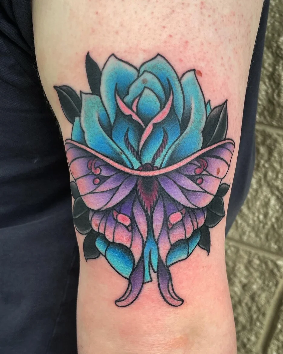 Butterfly Rose Tattoo